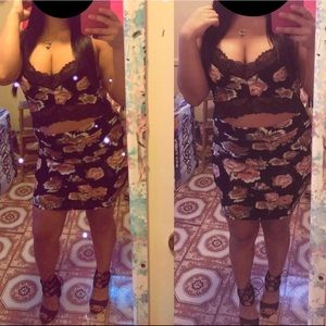 Seduction Lace Floral Cut Out Dress - Size L